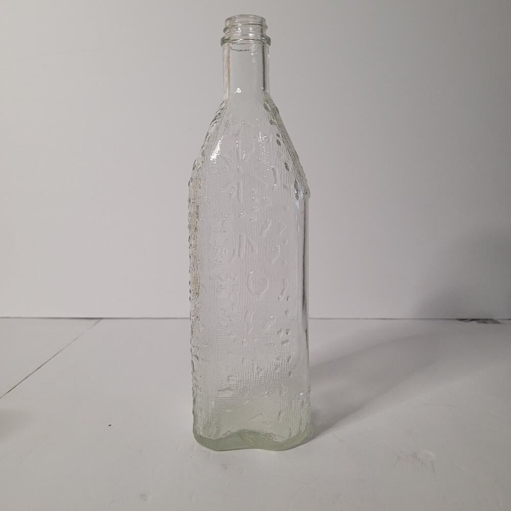 Textured Glass Bottle Vase - Unique Design, No Top
